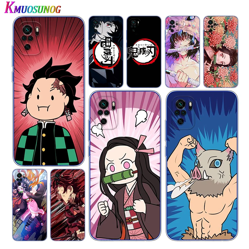 

Transparent Cover Anime Demon Slayer For Xioami Redmi Note 10 10S 9T 9S 9 8T 8 7S 7 6 5A 5 4X 4 Pro Max Phone Case