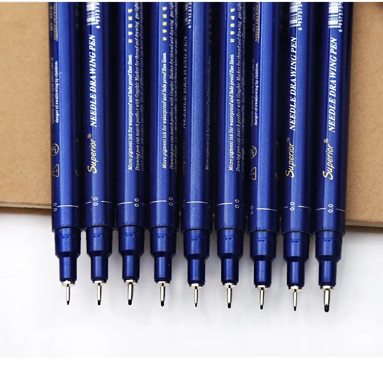 Superior 9Pcs Different Size Water Based Art Markers Pigment Liner Triangular Fineliner Pens for Design School Office Supplies