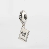 amaia s925 sterling silver classic book airplane pendant travel passport pendant fit original charms necklace
