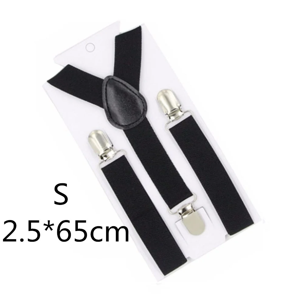 Black-65cm Однотонные подтяжки унисекс для детей и взрослых, для мужчин, женщин, мальчиков и девочек, эластичные регулируемые детские аксессуары-скобы, 5 размеров, для родителей и детей - Цвет: Black-65cm