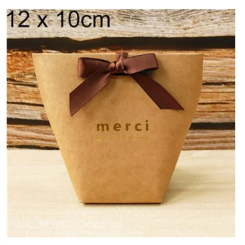 Merci 12x10cm 5 шт. высококлассные черно-белые бронзовые "Merci" Сумки для конфет французские спасибо Свадебные сувениры Подарочная коробка посылка на день рождения - Цвет: Merci 12x10cm