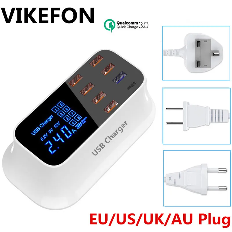 Зарядное устройство VIKEFON с 8 USB портами и поддержкой быстрой зарядки 3 0 QC 0|Зарядные