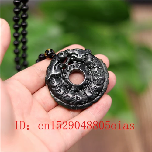 Натуральный черный зеленый Нефритовый дракон ожерелье из бисера обсидиан