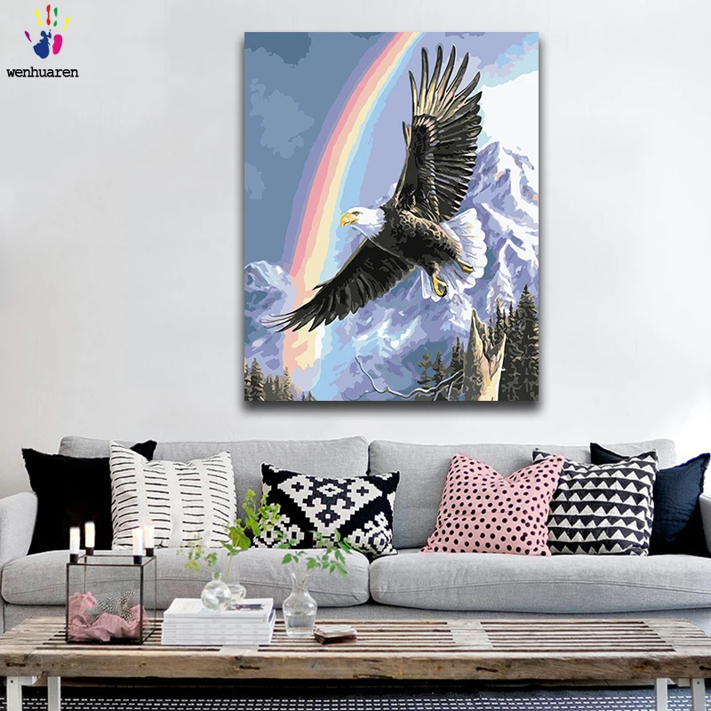 Pintura por n&uacute;meros de &aacute;guila volando al aire, lienzo de una pieza, 50x40, 60x50, 75x60, 90x70, 100x80, cl&aacute;sico-2