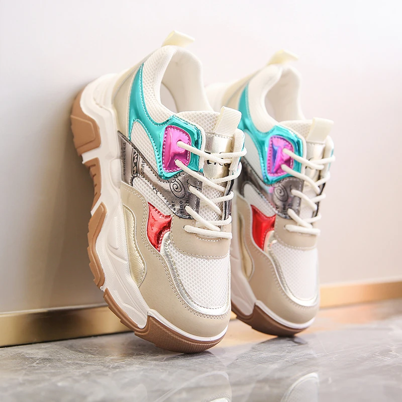 

Женские кроссовки для тренировок Pink Dad, повседневная спортивная обувь с вулканизированной подошвой, модные черные, Бежевые кроссовки на пла...