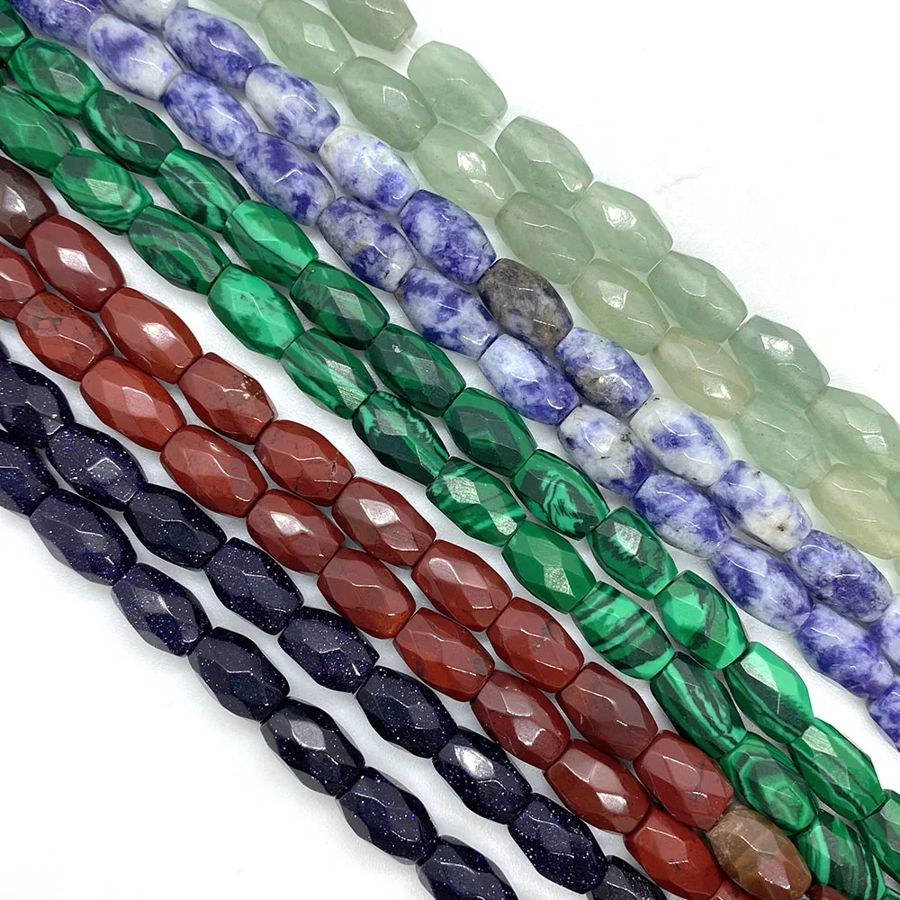 

Wholesale Natural Stone Rice-shaped Faceted Beads 6x9mm Turquoise Agate Green Dongling Bead for DIY Bracelet Necklace Accessorie