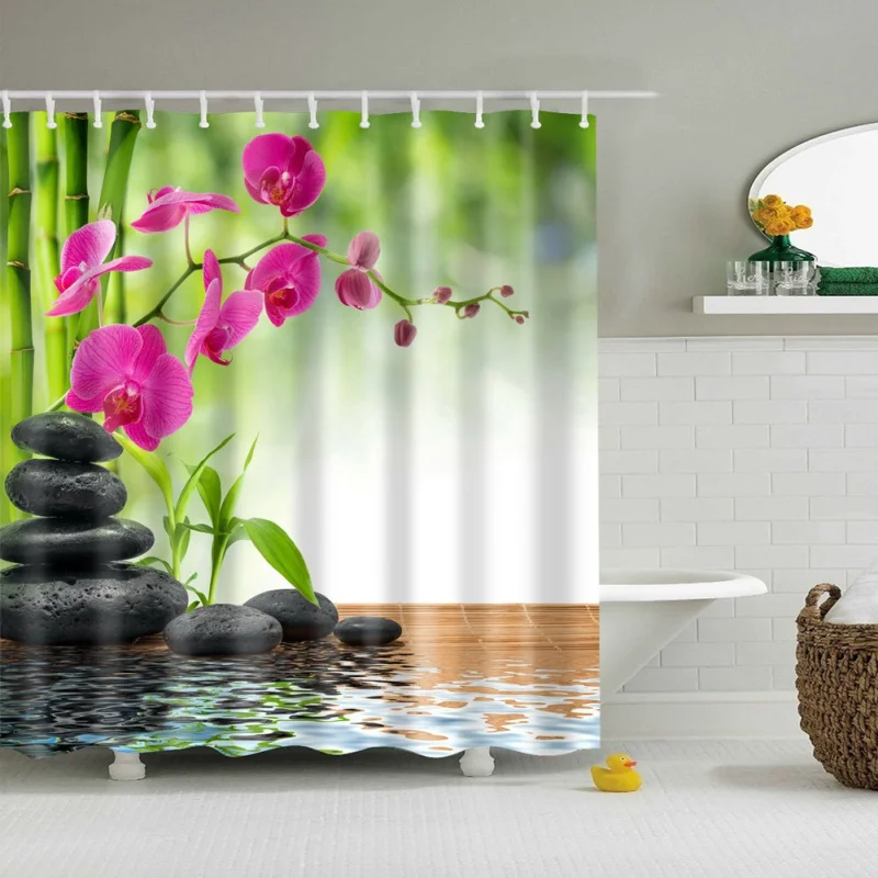 

71*71 Inch Shower Curtain Fabric Landscape And Animal Themed Bathroom Decor