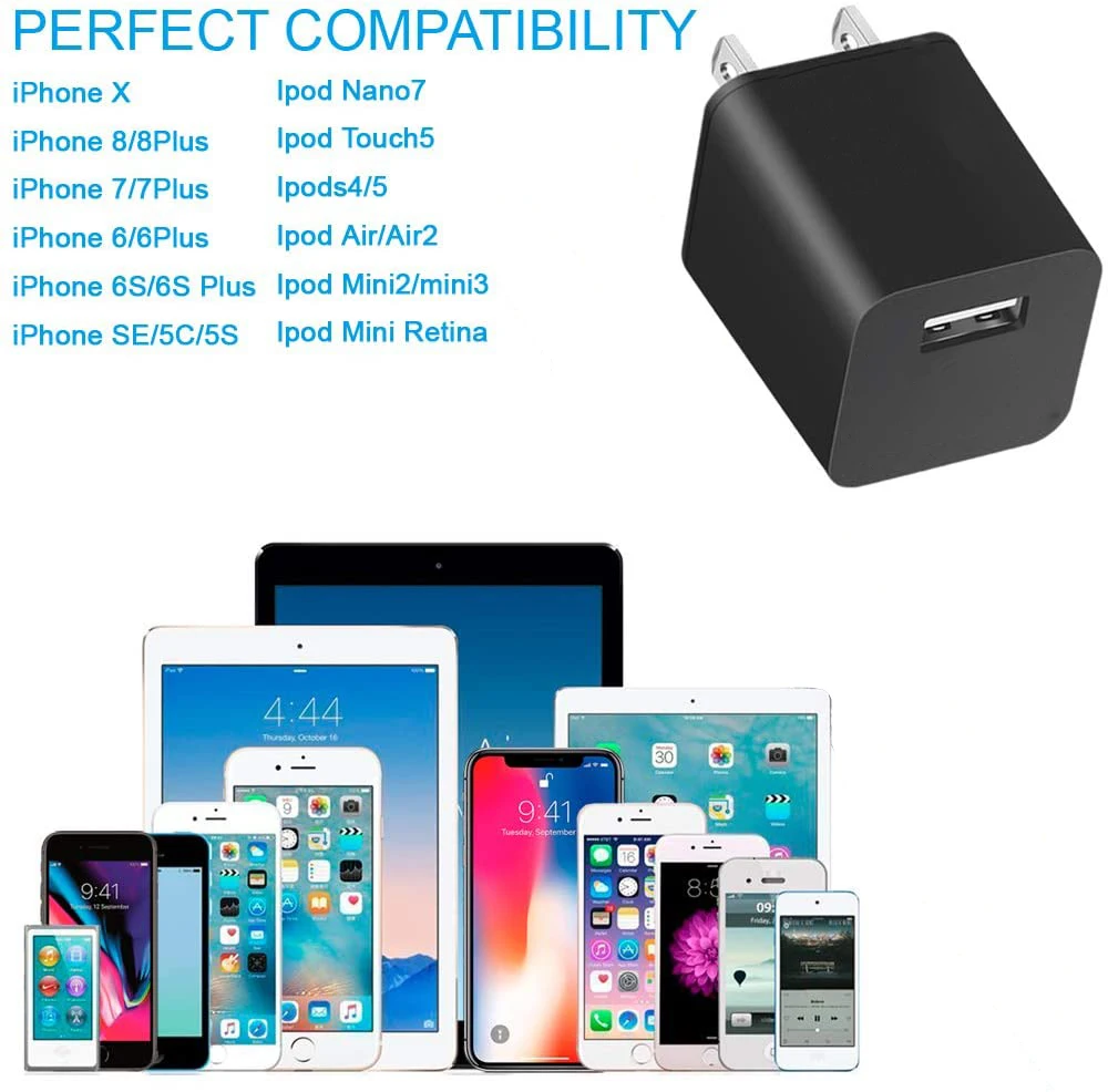 Зарядное устройство USB Schitec 5 в 1 а для IPhone 7 8 XS IPad быстрое Сетевое зарядное с