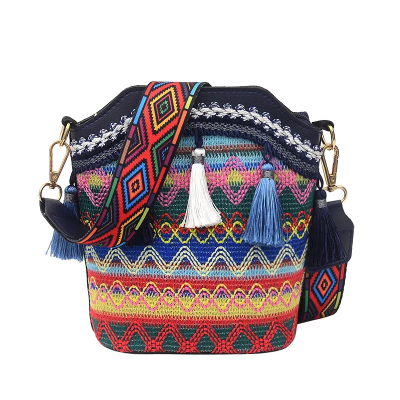 

XZP Vintage Ethnic Shoulder Bag Embroidery Boho Hippie Tassel Tote Messenger Beach Crossbody Women Girls Purse Phone Pouch