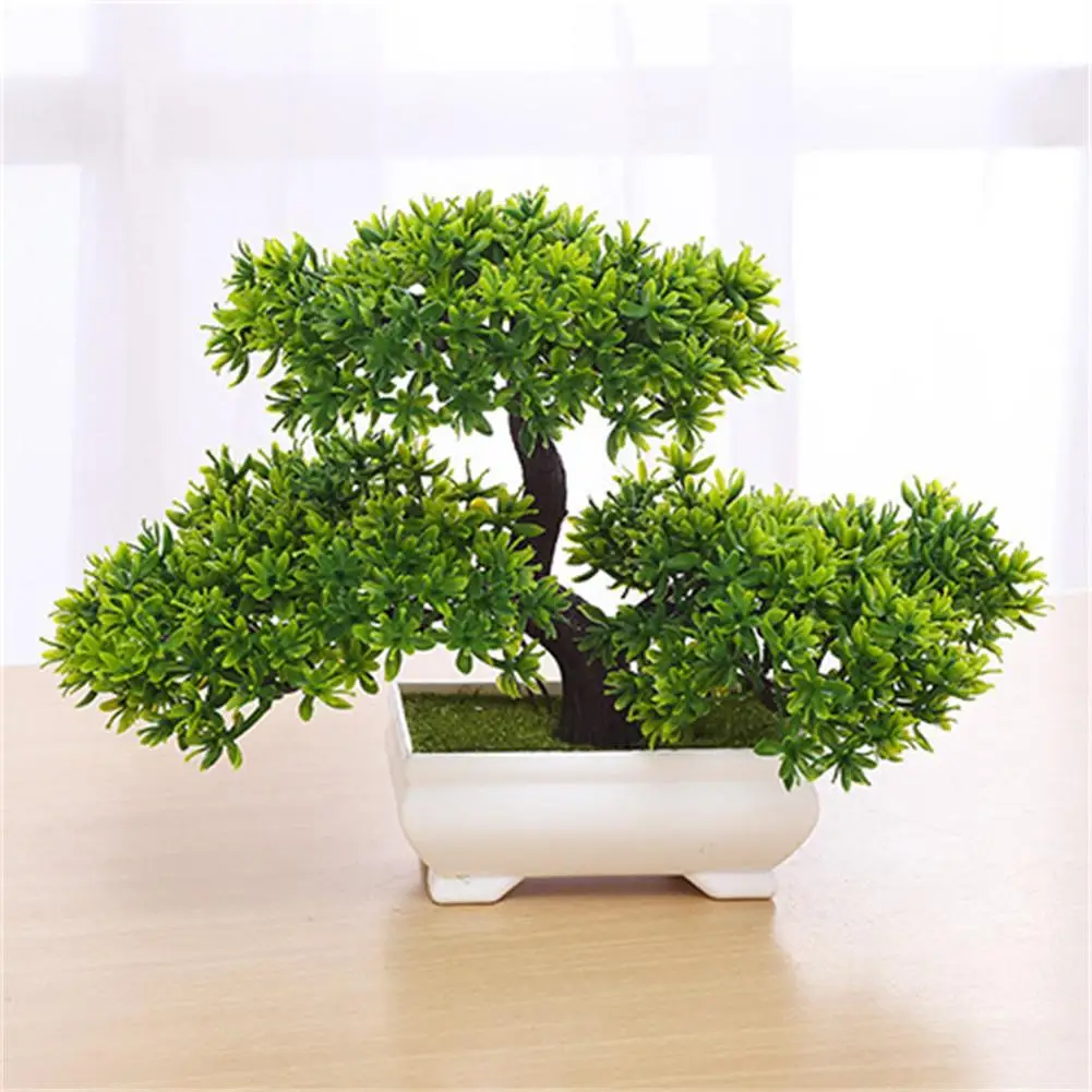 

Mini Creative Bonsai Tree Artificial Plant Decoration Not Faded No Watering Potted for Office Home