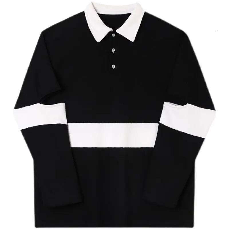 

IEFB 2021 New Black White Contrast Color Patchwork Design Lapel Personality Hole Sleeve Trendy Long Sleeve Sweatshirts 9Y6519
