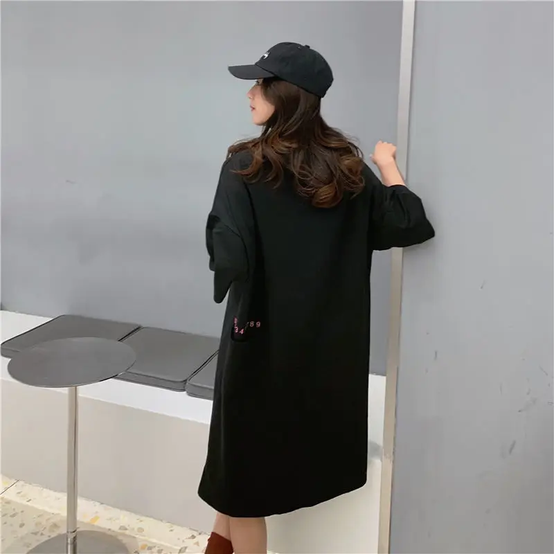 

Summer short sleeve T-shirt Dress long 2021 New including Cotton loose Big yards Contracted Personality Coat Dress Tide