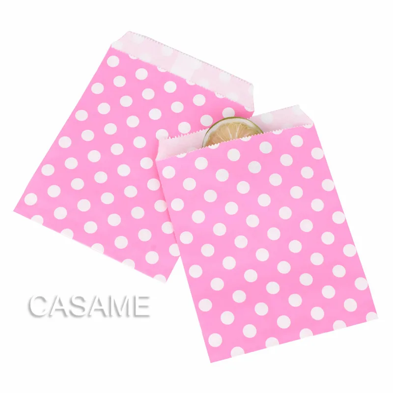 hot pink dot 25pcs Свадебный подарок для гостей пакет сумки печенья пакет подарки на праздник Декор упаковочные бумажные пакеты - Цвет: hot pink dot 25pcs