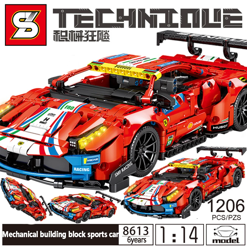 

SY BLOCK Remote Control Sports Car City Speed Champions Sports Racing Vehicle Model Building Blocks DIY Bricks Gift For Kids