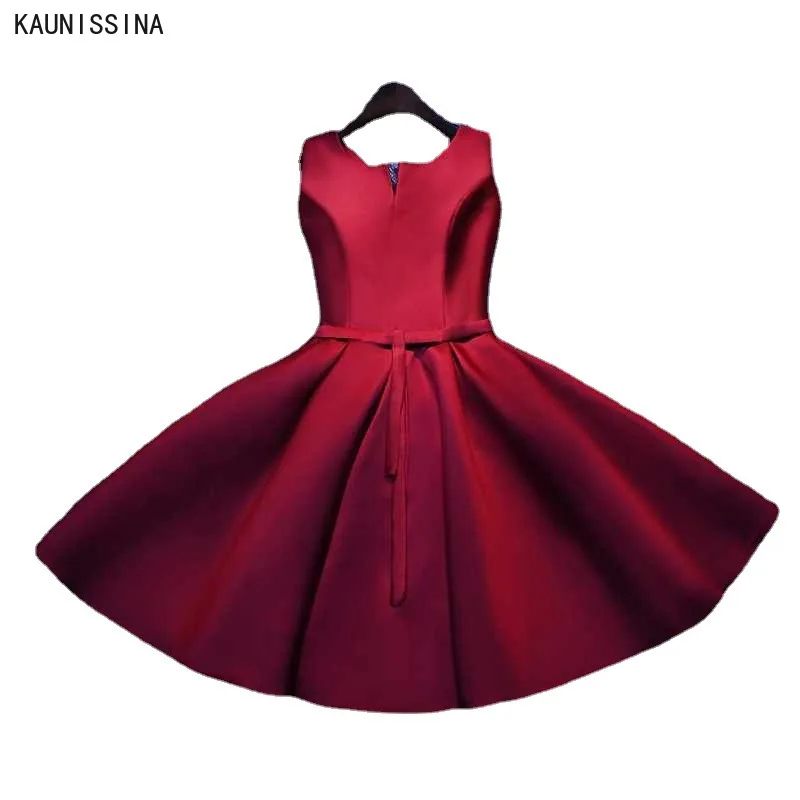

KAUNISSINA Satin Bridesmaid Dresses for Women Elegant Sleeveless A Line Wedding Party Dress Short Bride Maid Gowns Custom Made