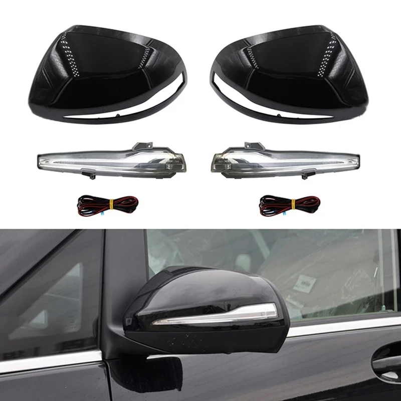 

Auto Rearview Rear Mirror Cover Turn Signal Light with Wire Harness Modification Set for Mercedes-Benz Vito 2016-2019