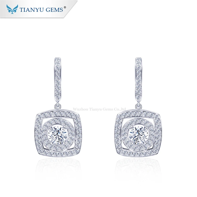 Tianyu драгоценные камни чистое 10k белое золото moissanite алмазные серьги для