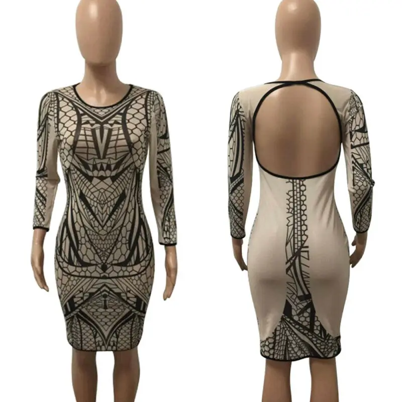 Элегантное женское платье сексуальное облегающее с открытой спиной длинным