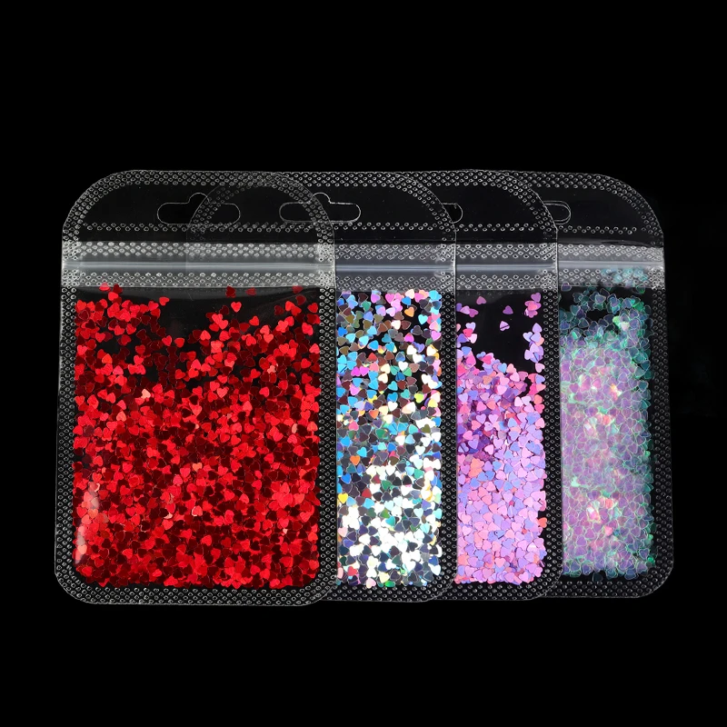 

Holographic Glitter Set Love Heart Nail Sequins Valentines Day Nail Art Decorations Laser Paillette Flakes Manicure Accessories