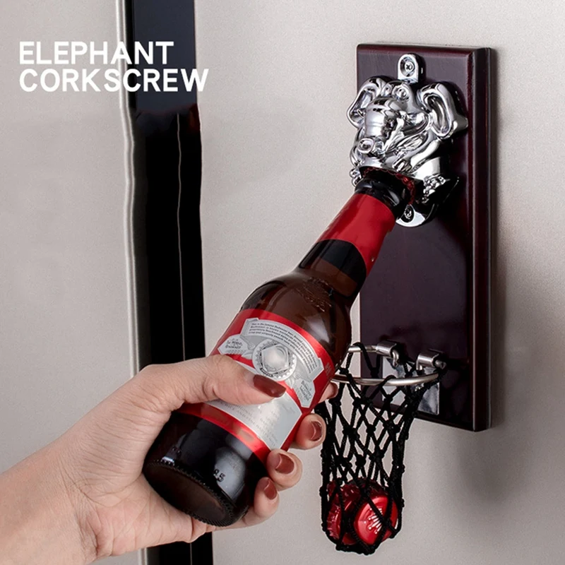 

Beer Bottle Opener with Bottle Cap Basket,for Kitchen Gadgets&Fridge