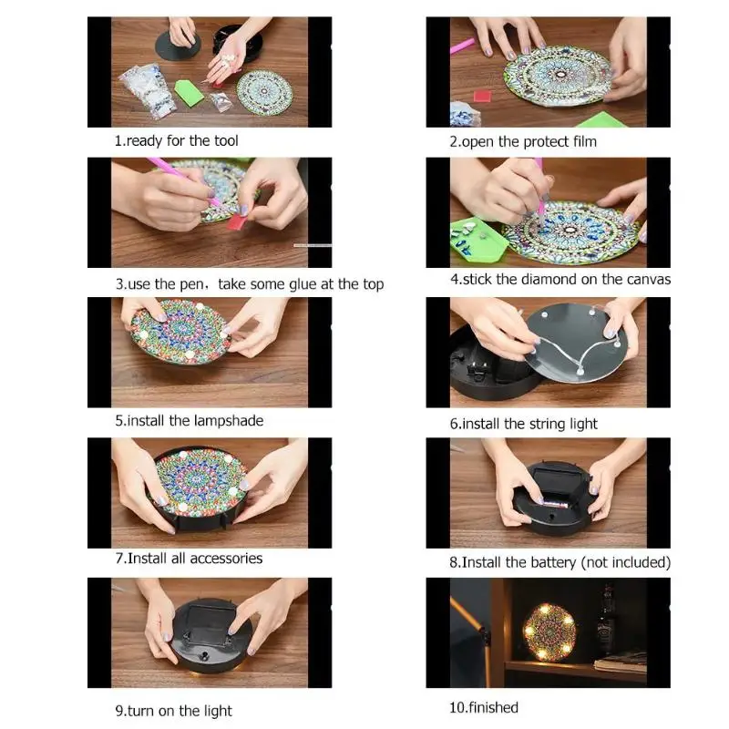 DIY алмазная живопись светодиодный ночной Светильник полная выкладка особой формы светильник s для Спальня год украшения Рождественский подарок