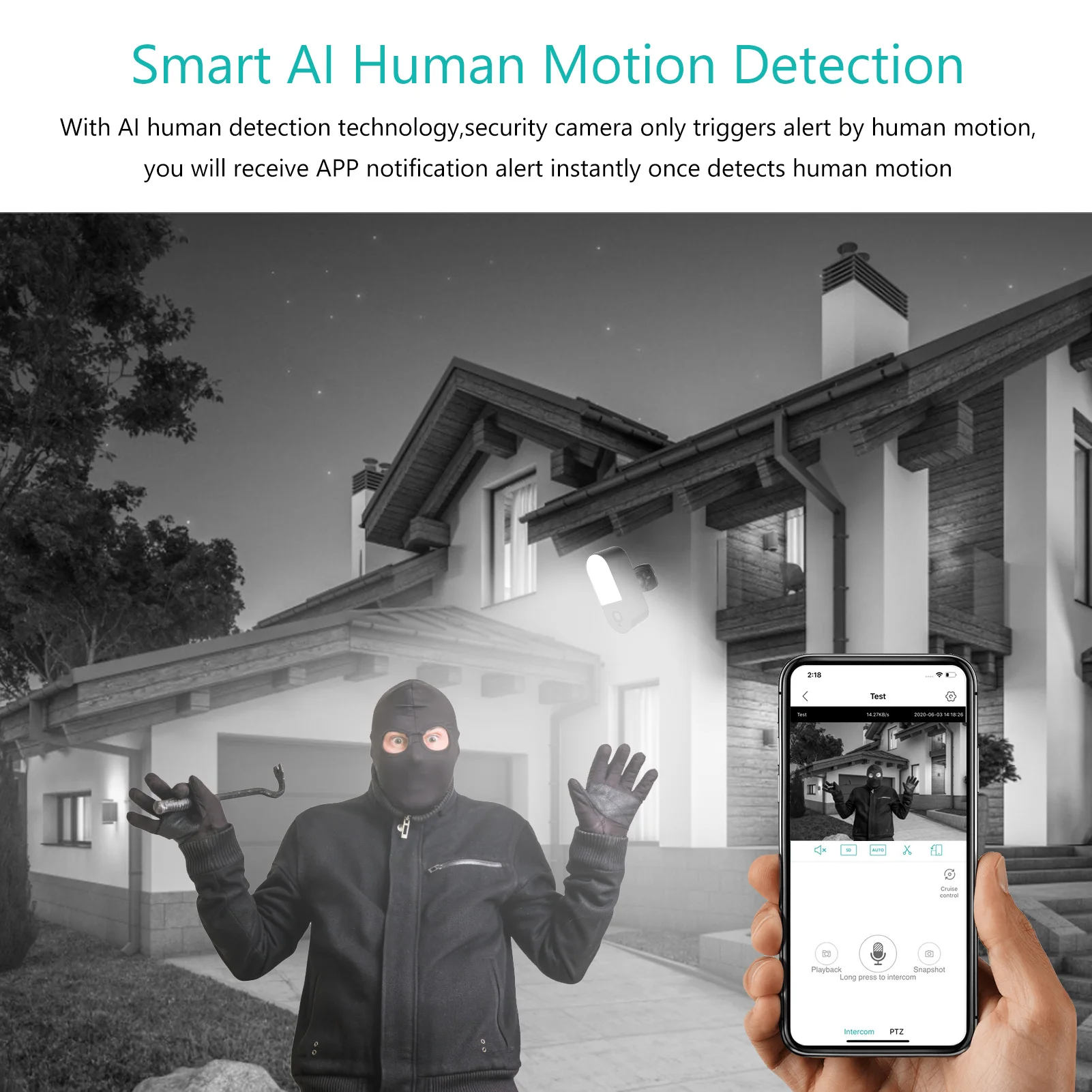 Беспроводная камера безопасности с прожектором 2MP наружная WiFi наблюдения ночным