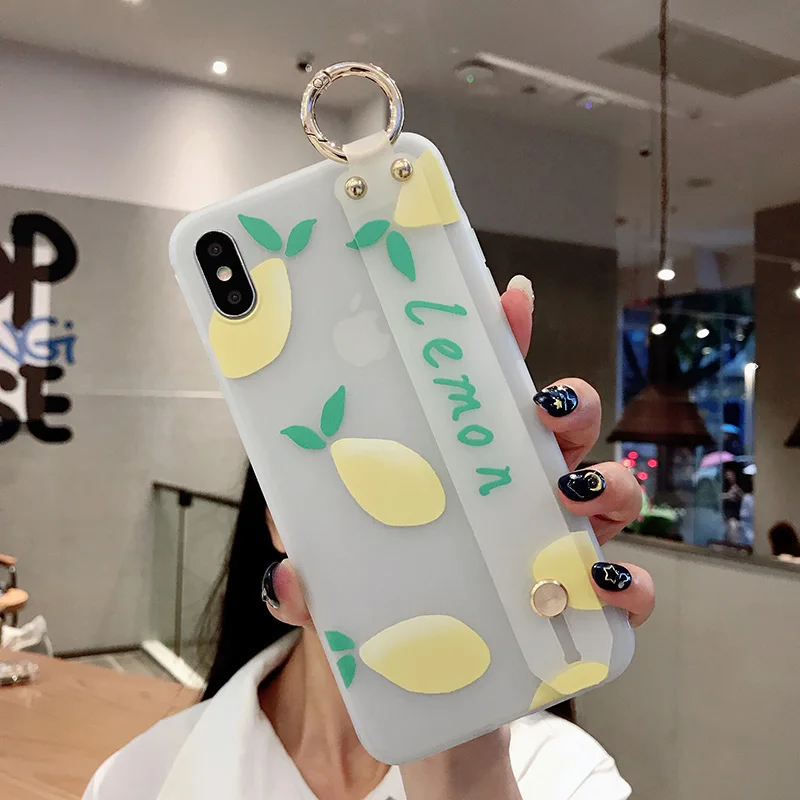 ZIIHFONE ремешок на запястье мягкий TPU чехол для iphone 7 8 6 6s plus XR X Xs max фрукты цветочный