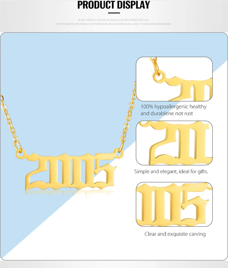 Год ожерелье-цепочка из нержавеющей стали для женщин ювелирные изделия по заказу