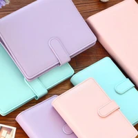 macaron color a5 a6 6 ring binder pu clip on notebook notebook leather leaf journal loose kawaii notebooks stationery cover m6k1