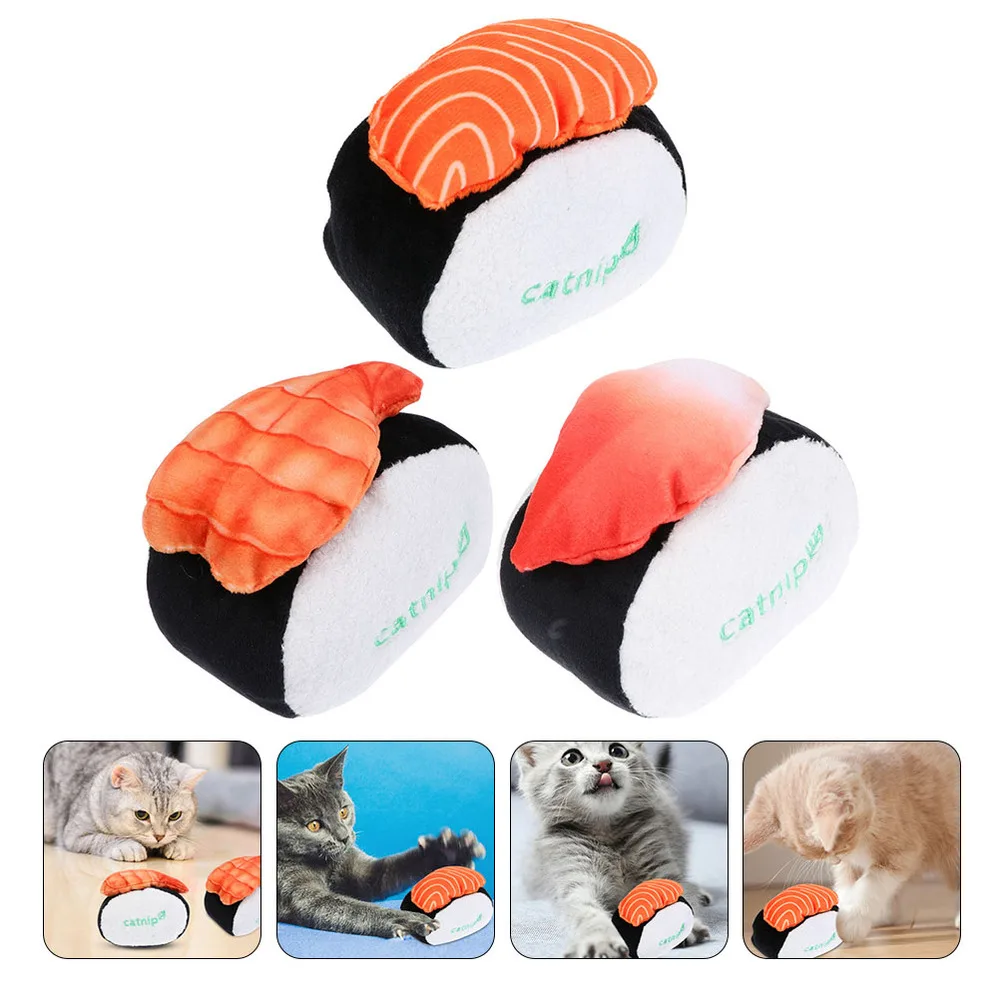 

3Pcs Catnip Cat Toys Plush Chew Bite Interactive Squeaky Molar Supplies