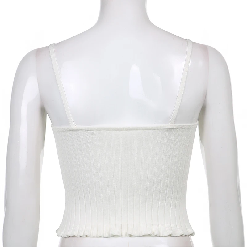 

Rockmore Knit Sexy Crop Tops Women Low Cut Camis Button Up Knitwear Y2K Aesthetic Tank Top Casual Night Club Clothes Summer 2021