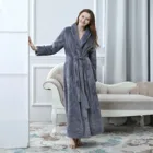 Женская однотонная длинная одежда, мягкая теплая флисовая плюшевая Женская одежда для сна, пижама, ночная рубашка