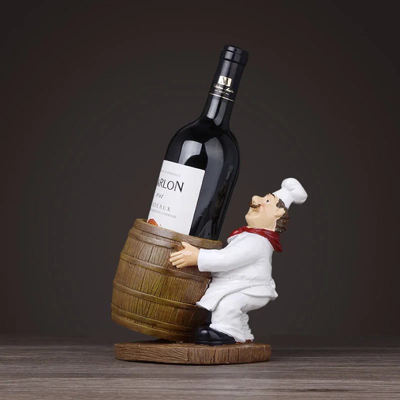 

RESIN CHEF WINE RACK KITCHEN TEATABLE BAR HOME DECORATION WINE CRAFT CHRISTMAS GIFT HANDCRAF SHELF METAL SCULPTURE WIND STAND