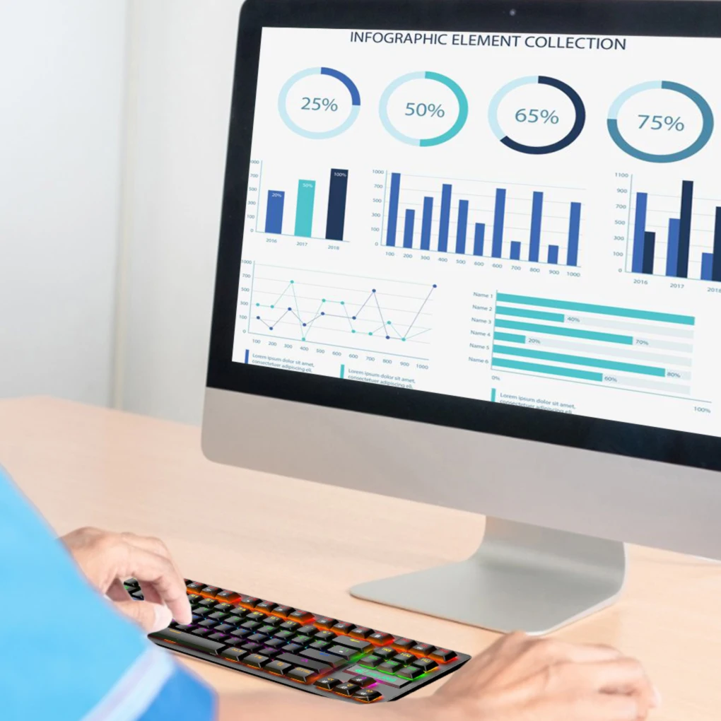 

Mechanical Keyboard Wired Gaming Keyboard RGB Mix Backlit Anti-ghosting Blue Red Switch For Game Laptop PC