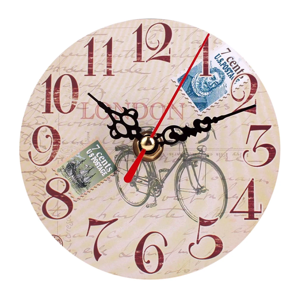 

Vintage Arabic Numeral Design Rustic Country Tuscan Style Wooden Decorative Round Wall Clock