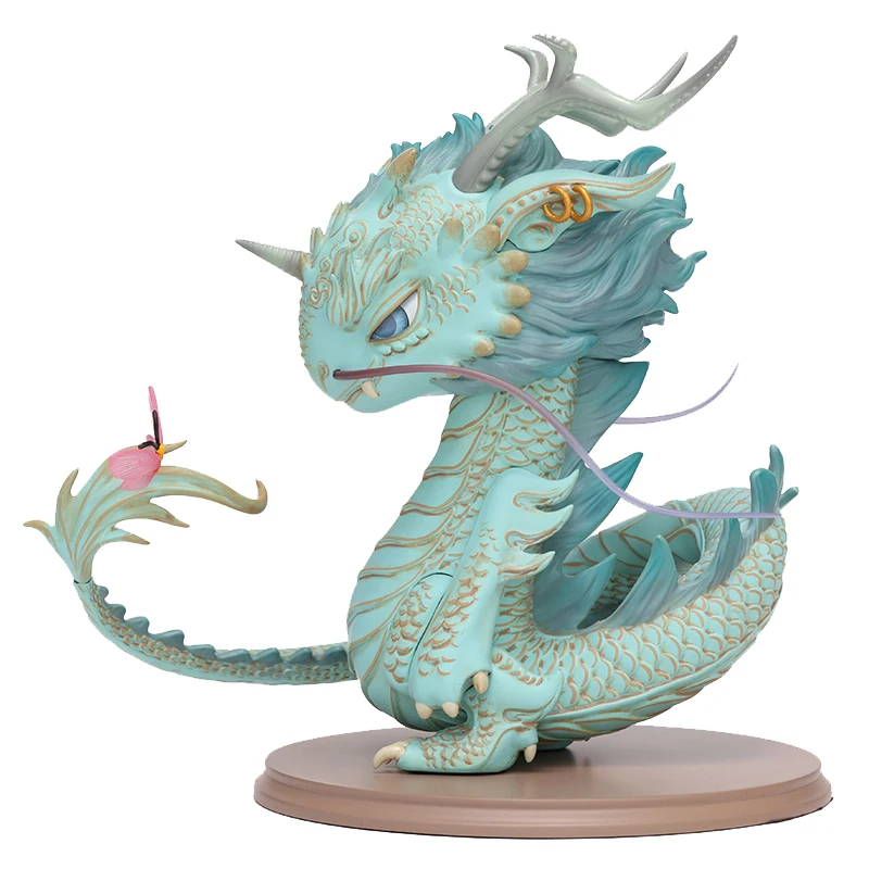 Китайский дракон 22 СМ серия Toothy темно золото/голубой Фигурки игрушки детские