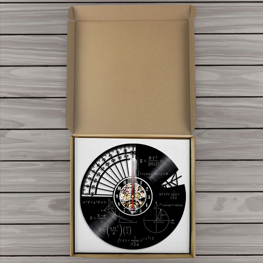 

Math Algebra Geometry Vinyl Records Wall Clock Math Science Quartz Decorative 3D Watches Wall Clock Modern Home Decor