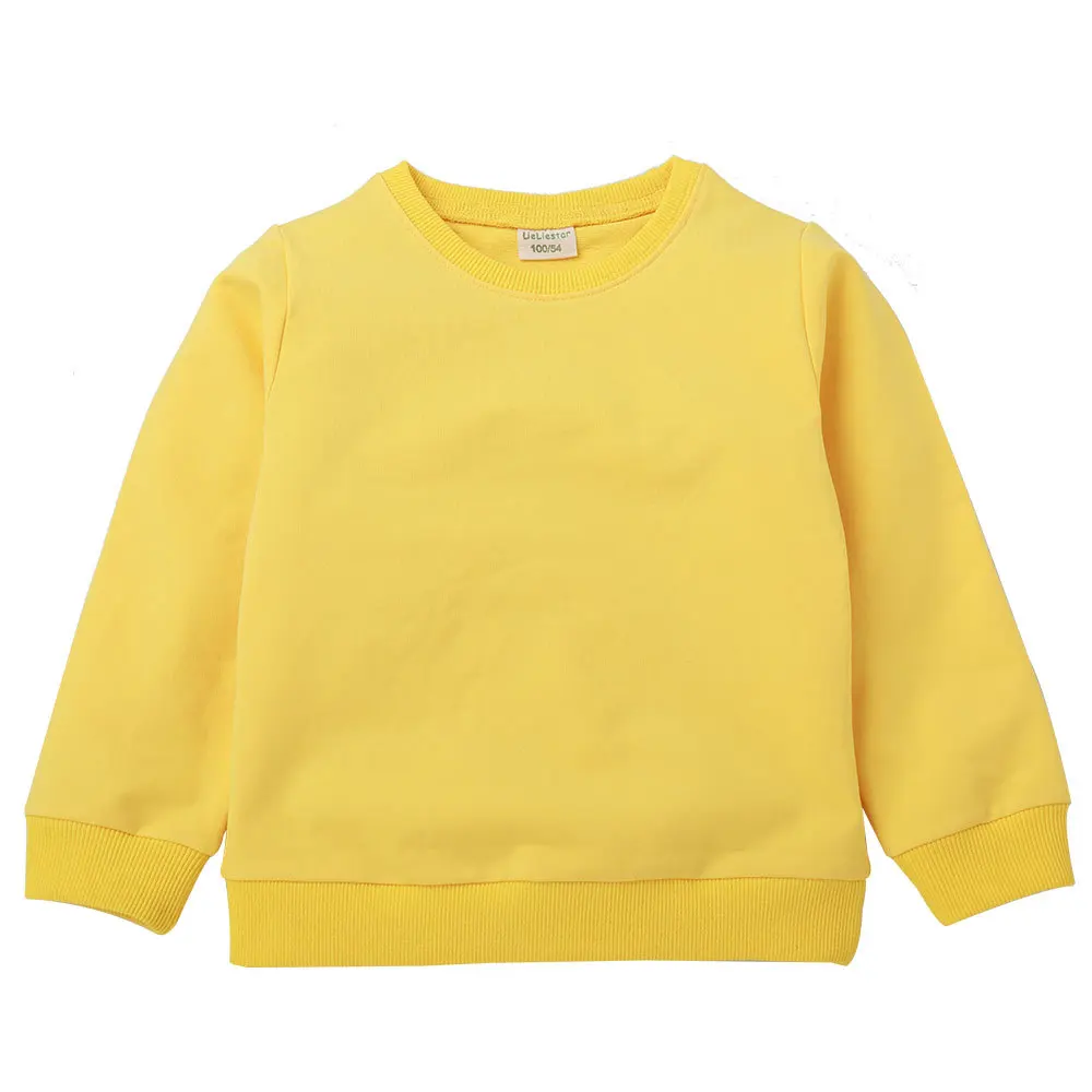 Spring and Autumn Children Long Sleeve Shirt Solid Color Sweatshirt Baby Boy Girl White Pullover Casual Kids Clothes | Детская одежда и