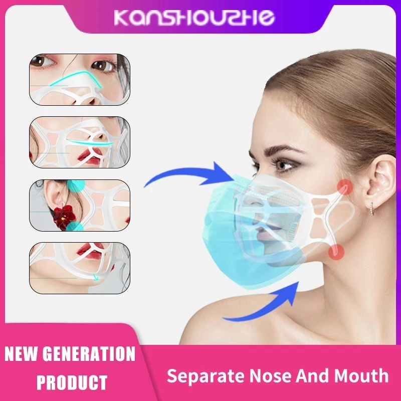 

3D маска для рта, поддерживающая дыхательную маску, внутренняя подушка, кронштейн, пищевой силикон, держатель для маски, дышащий клапан, модн...