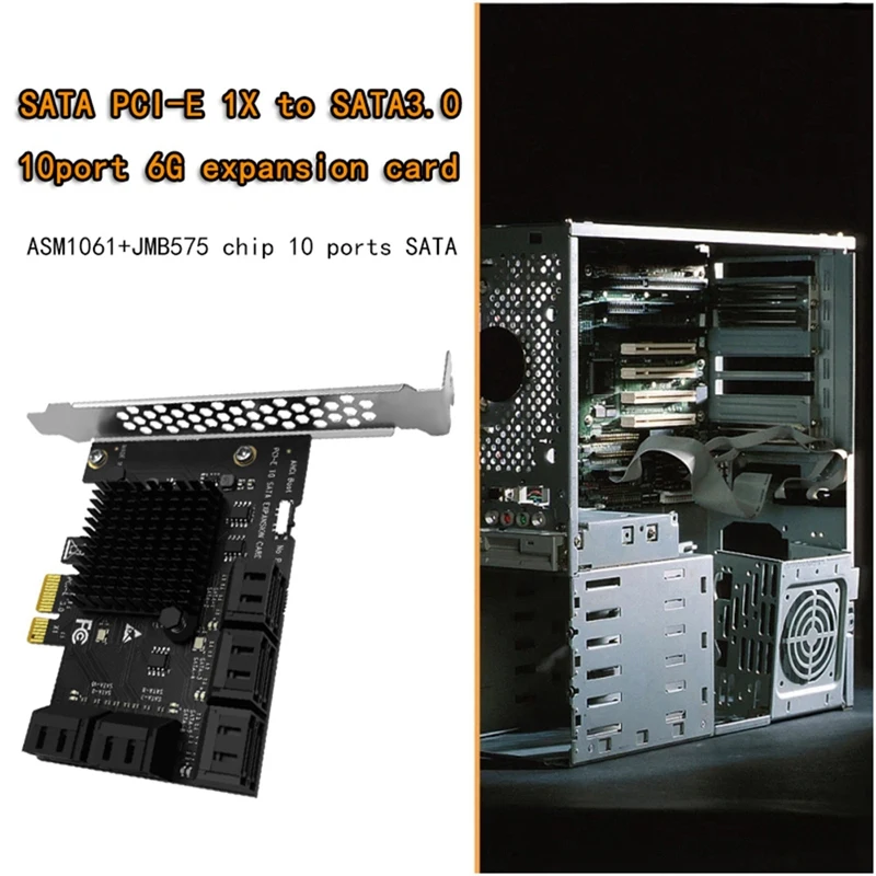 Плата расширения с 10 портами SATA 3 0 на PCIe X1 PCI Express адаптер SATA3 6G конвертер