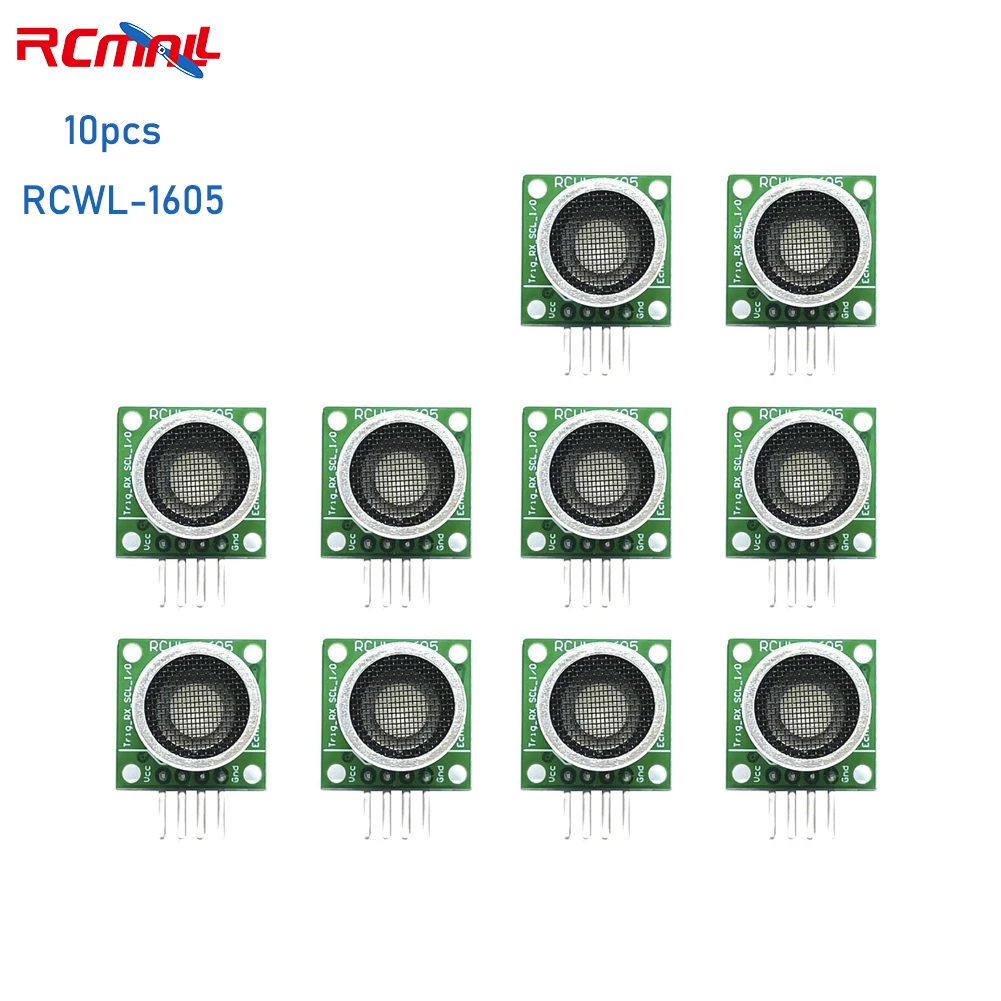 

RCmall 10Pcs RCWL-1605 Transceiver Integrated Open Ultrasonic Ranging Module GPIO Serial IIC Single Bus