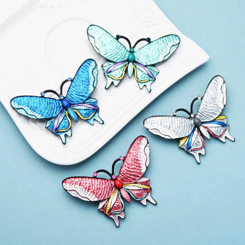 

Wuli&baby Big Enamel Butterfly Brooches Women 4-color Insect Weddings Casual Brooch Pins Gifts
