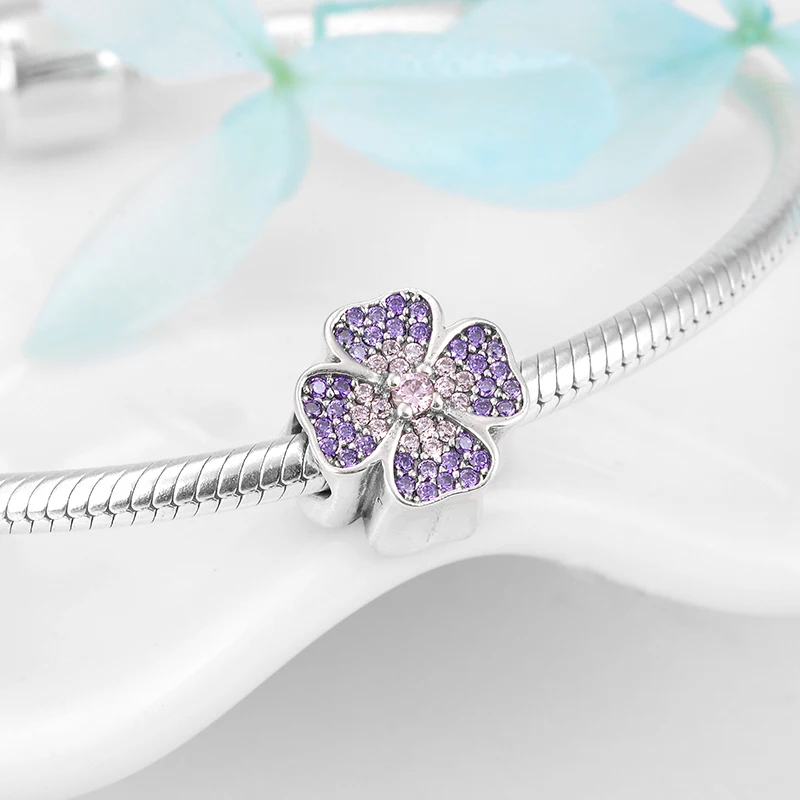2018 Горячая 925 стерлингового серебра фиолетовый цветение персика в виде цветочных