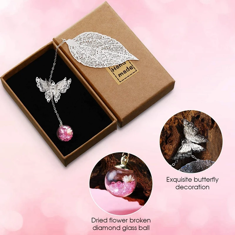 

4Pcs Metal Leaf Bookmarks,Student Reading Page Markers Bookend Pendant Bookmark Beautiful Metal Bookmark for Readers