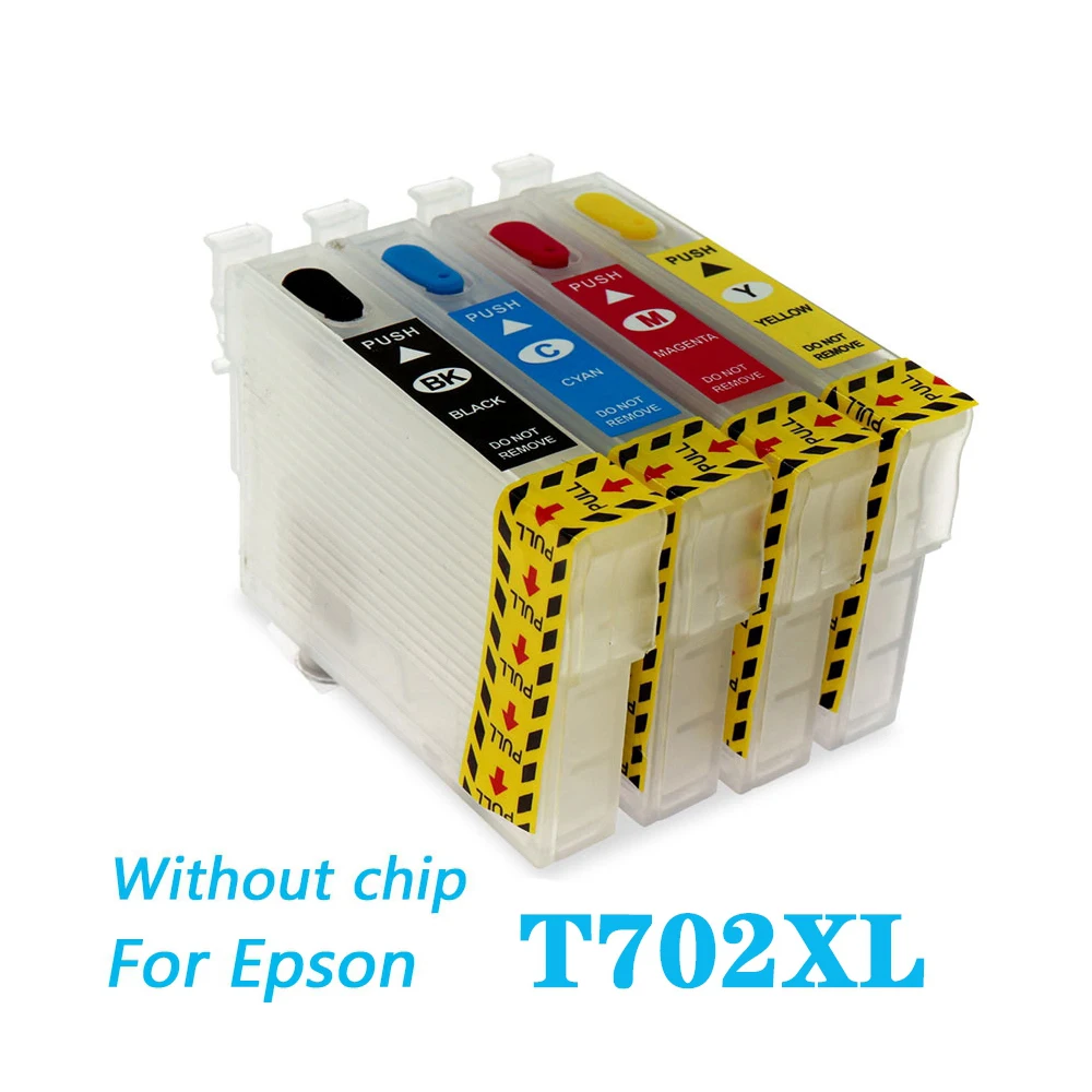 T702 T702XL перезаправляемый картридж без чипа для Epson рабочей силы Pro WF-3720 WF-3733 WF-3730