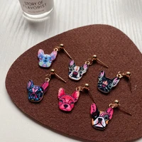 printing dog drop earring hiphop rock cute cartoon alloy animal earring for women girl fashion party piercing jewelry gift