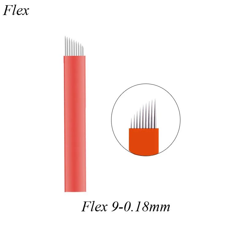 018mm 9 Flex Red Nano Bevel Blades Tattoo Needles Permanent Manual Makeup Microblading Pen Useful