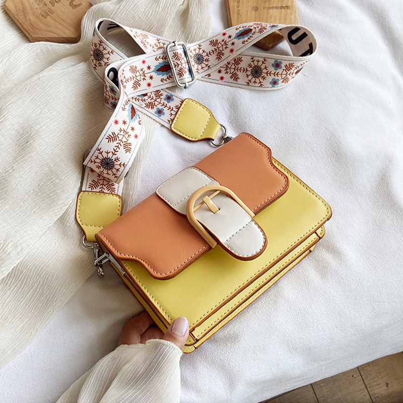 

PU Leather Contrast Color Crossbody Bags For Women 2020 New Fashion Small Shoulder Bag Female Handbags And Purses Travel Bags