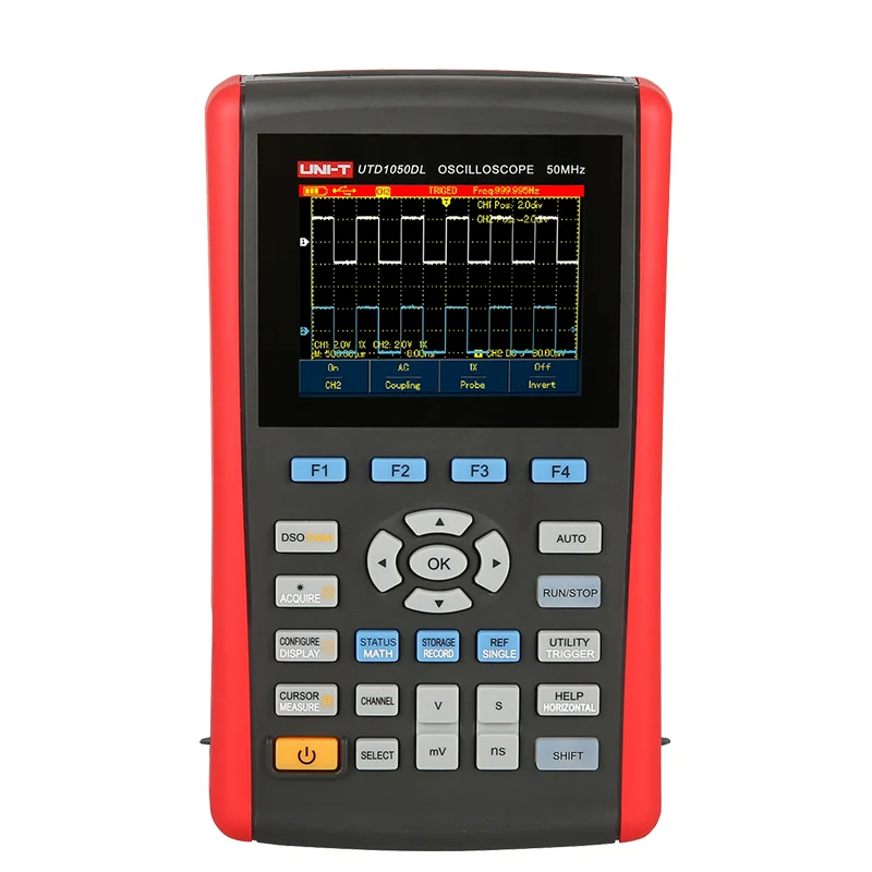 

UNI-T UTD1050DL Digital Handheld 2 Channels 50MHz Oscilloscope Scopemeter 250MS/s Multimeter DMM 2 in1 USB 3.5'' TFT LCD