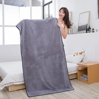 90180cm beauty salon bath towels large massage quick dry coral velvet thick microfiber absorbent soft gray towel for adults 1pc